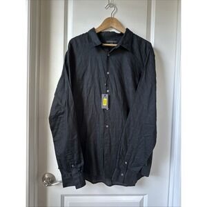 NWT John Varvatos Shirt Mens XXL Black USA Casual Goth Grunge Cotton Button